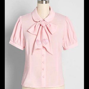 NWT Modcloth Collectif All Things Precious Tie-Neck Blouse FITS LIKE 14/16